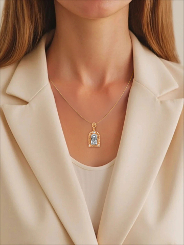 Подвеска Казанская икона Божией матери из золота 585 с фианитами