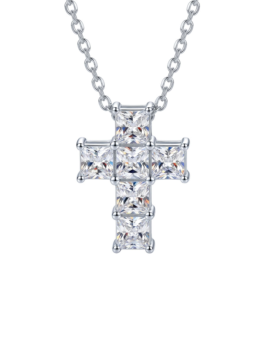 Колье крестик из серебра 925 с фианитами | 0320640-00775