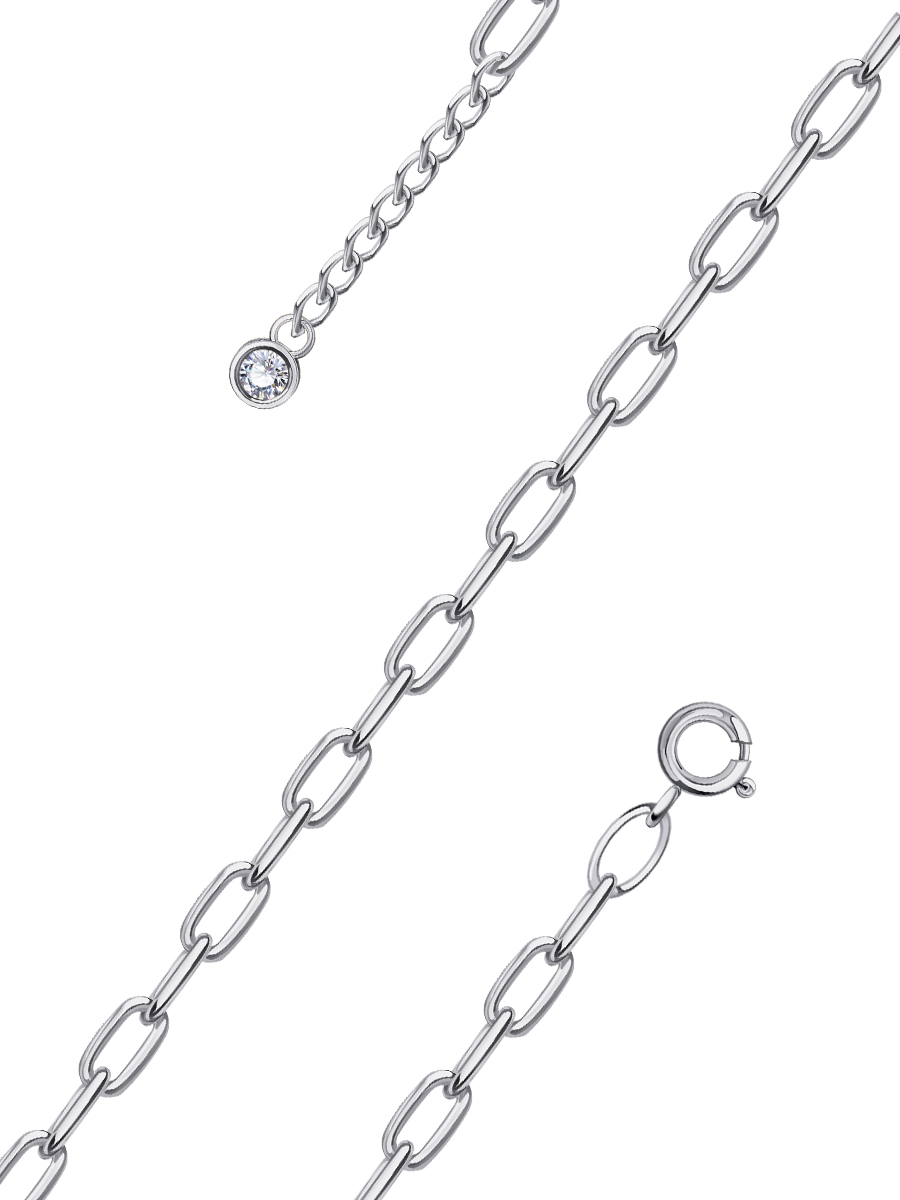 Браслет серебряный женский на руку 925 цепочка с камнем фианитом  | 0720669-00775