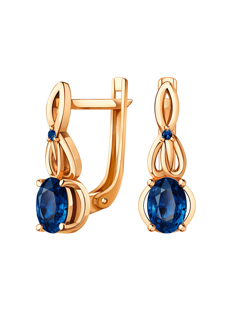 Серьги золотые 585 с сапфирами  | 2100846-00010