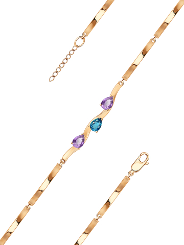 Браслет золотой 585 с топазами и аметистами