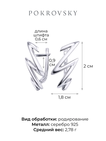 Серьги серебряные 925 молнии