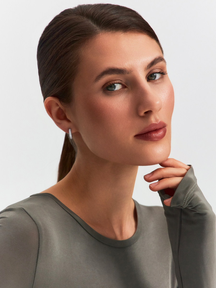 Серьги дорожки из серебра 925 с камнями фианитами | 0200278-00775