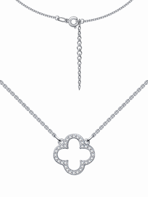 Колье из белого золота 585 клевер из бриллиантов 