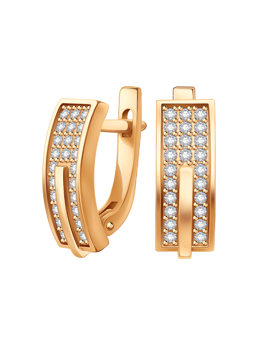 Серьги золотые 585 с фианитами  | 0202143-00770