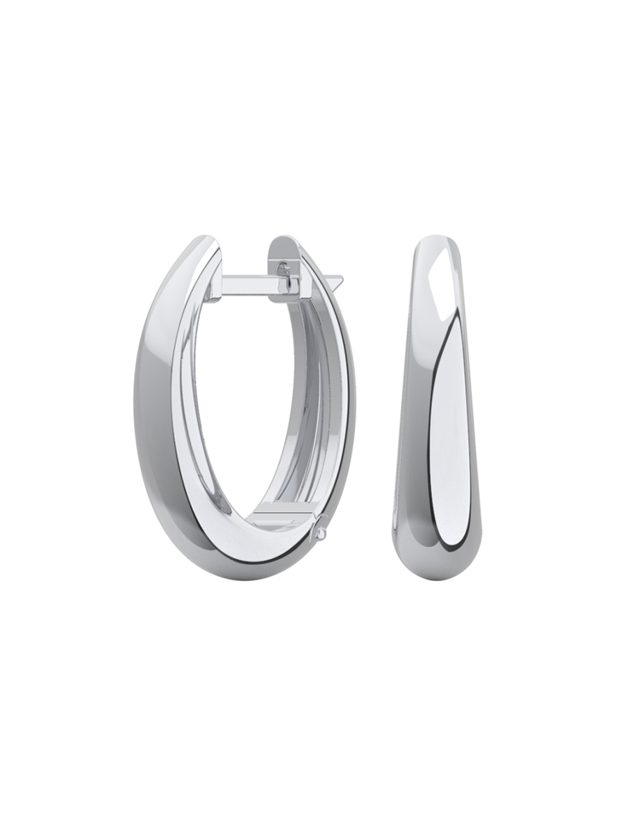 Серьги кольца из белого золота 585 без камней 18 мм  | 0201636-00242