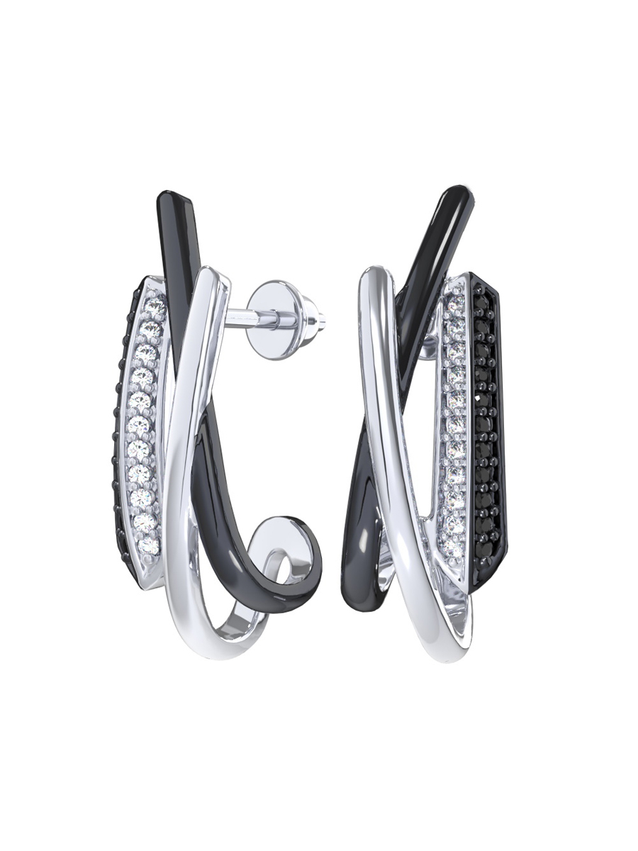 Серьги пусеты серебряные 925 с фианитами | 6001748-00215
