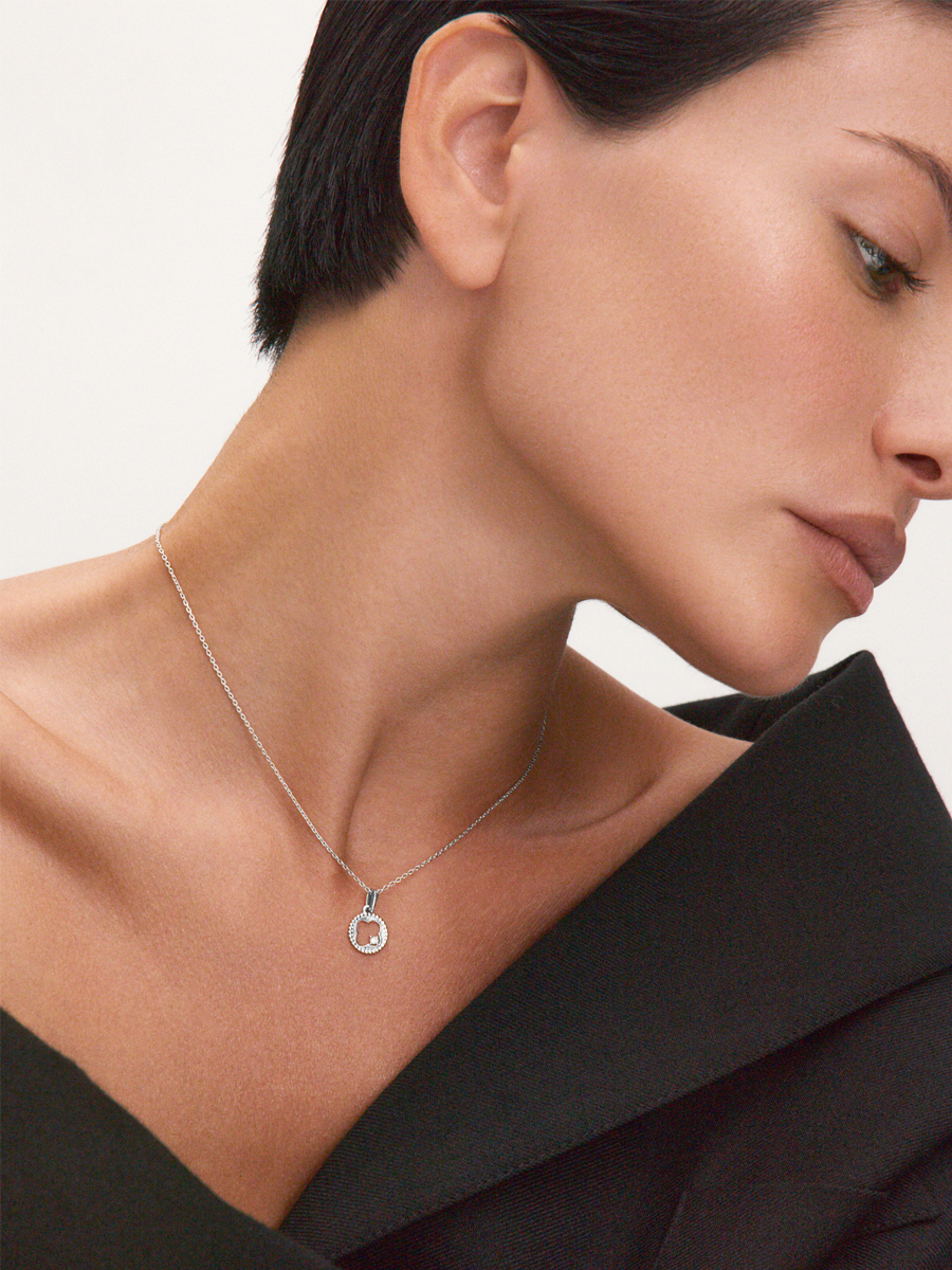 Подвеска клевер из серебра 925 с фианитом | 0400832-00775