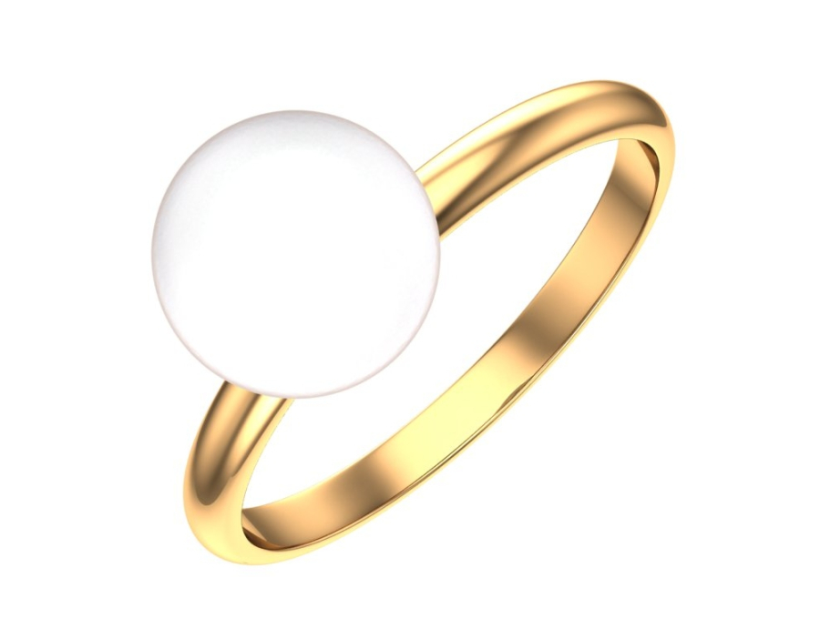 Кольцо золотое 585 с белым жемчугом  | 1101110-00360