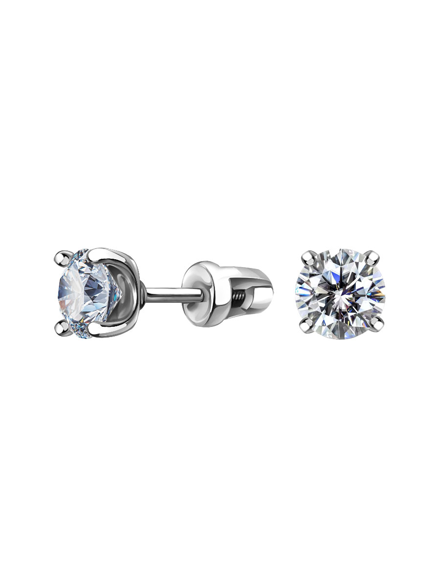 Серьги гвоздики из белого золота 585 с фианитами | 6001852-00242