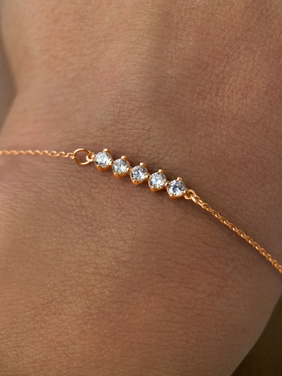 Браслет тонкий золотой 585 с фианитами | 0720784-00770