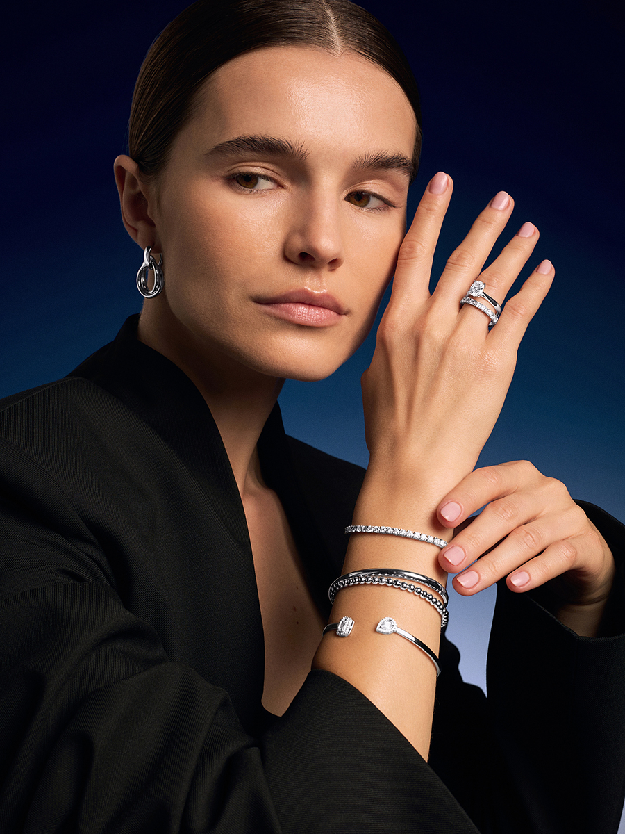 Браслет серебряный жесткий 925 с фианитами  | 2920216-00775