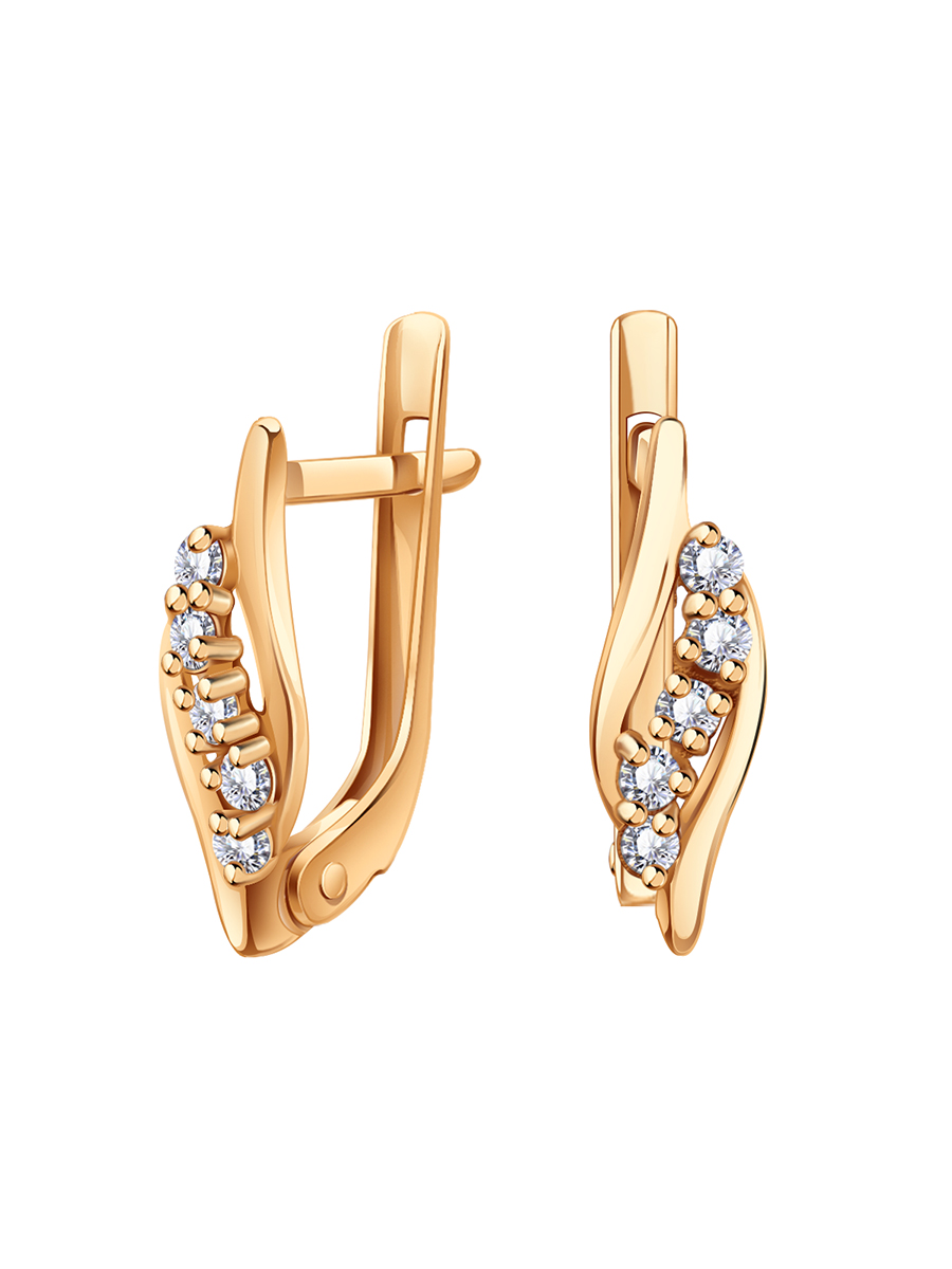 Серьги из золота 585 с фианитами | 0202148-00770