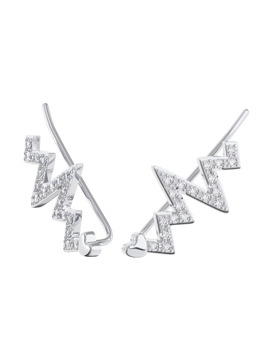 Серьги-каффы серебряные 925 с фианитами | 0201714-00775