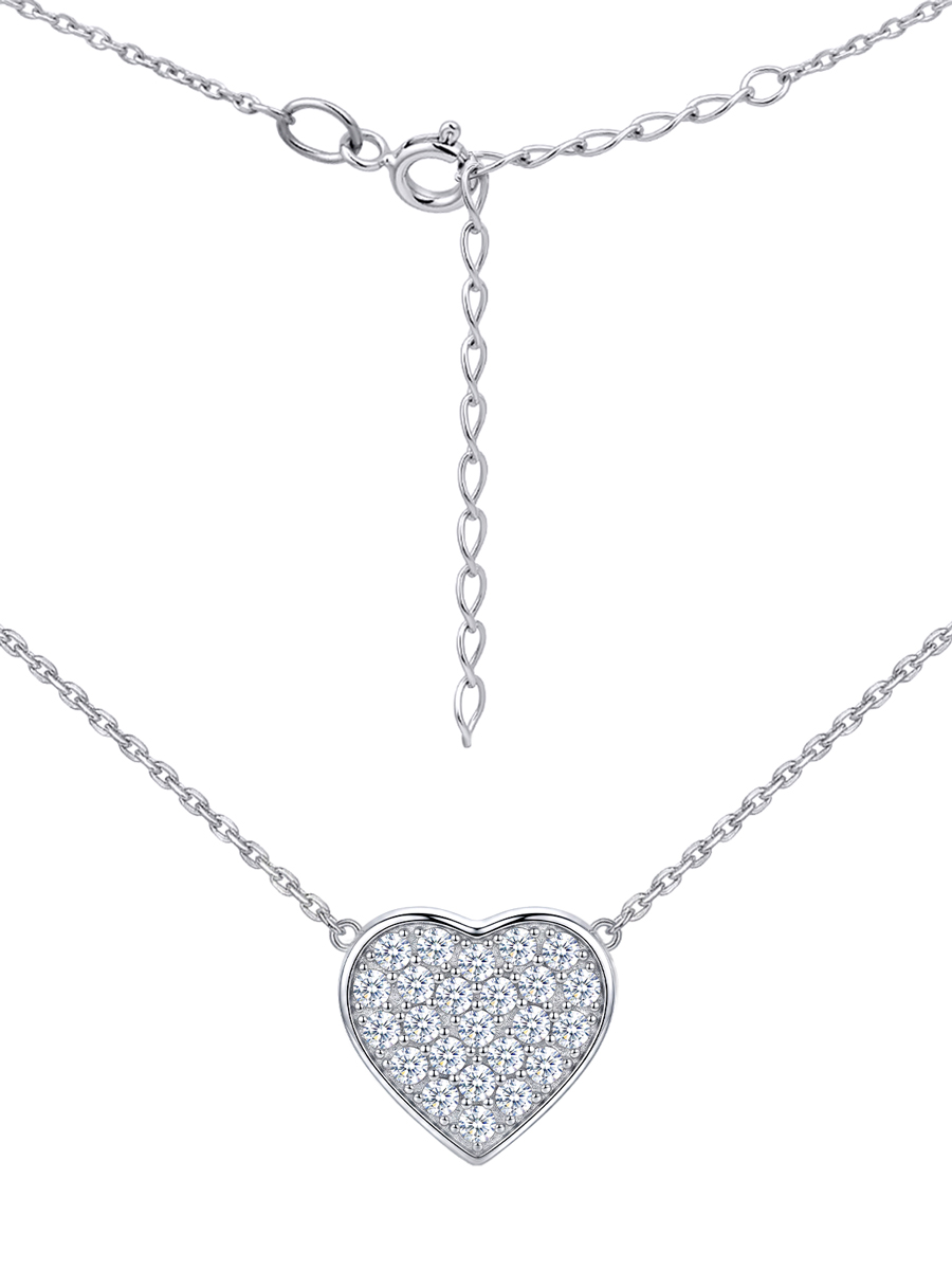 Колье сердце серебряное 925 с фианитами | 0320504-00775