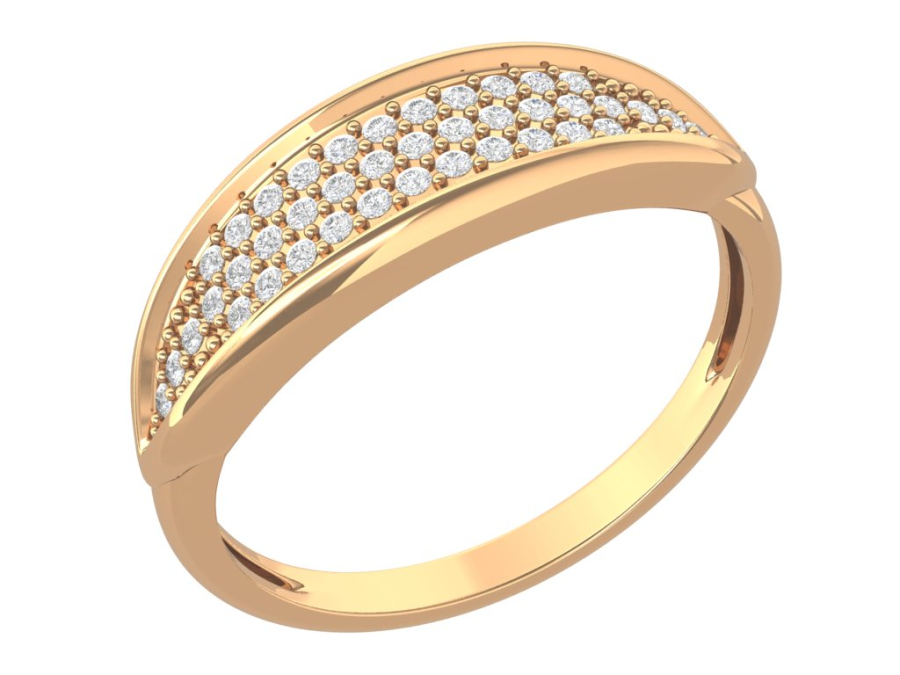 Золотое кольцо с бесцветными фианитами | 1101531-00770